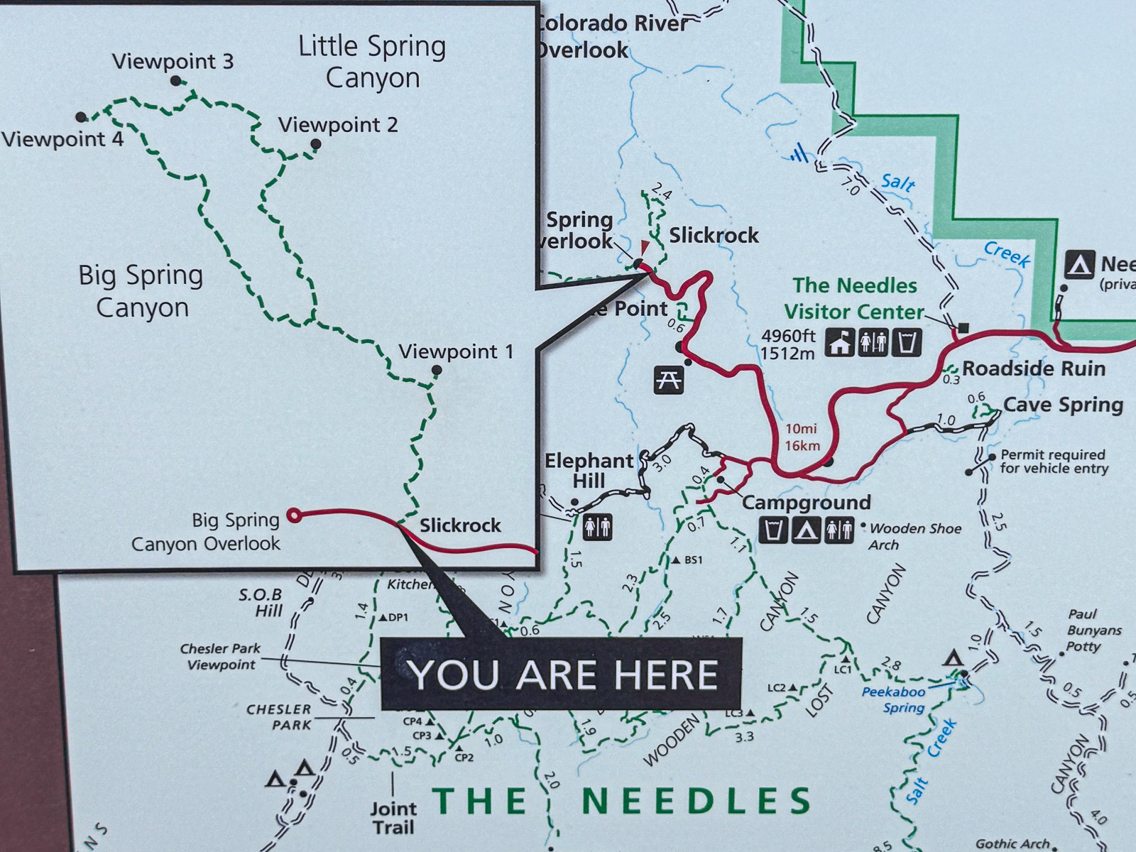 Map of the park depicting what to expect at Canyonlands National Park