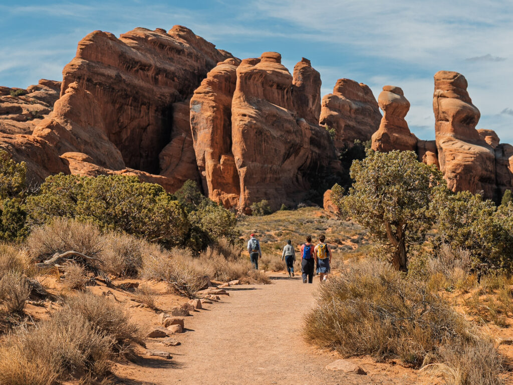 Hike to Landscap Arch in Arches National park Utah